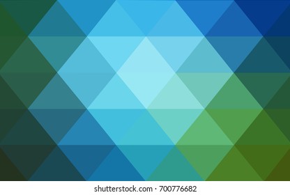 Light Blue, Green vector Low poly crystal background. Polygon design pattern. Low poly illustration, low polygon background.