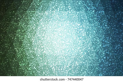 Light Blue, Green vector low poly crystal background with snowflakes. Polygon christmas design pattern . Low poly illustration of New Year celebration.