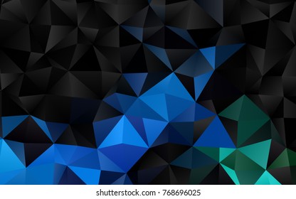 Light Blue, Green vector low poly template. Shining illustration, which consist of triangles. Brand-new style for your business design.