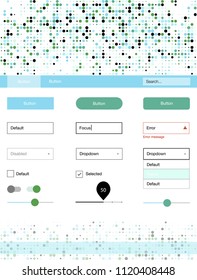 Light Blue, Green vector Material Design Kit with dots. Colorful ui/ux kit with header consisted of spheres. Modern template for your landing page.