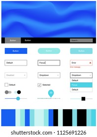 Light Blue, Green vector Material Design Kit with liquid shapes. Elegant bright illustration with gradient  in memphis style. This template you can use for websites.