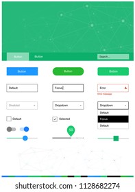 Light Blue, Green vector Material Design Kit with lines, circles. Ui Ux kit with colorful polygonal background in its header. This sample is for your website.