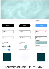Light Blue, Green vector Material Design Kit with stars. Web ui kit with abstract gradient clouds in its header. This sample is for your landing page.