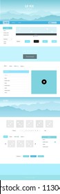 Light Blue, Green vector Material Design Kit with hills. Modern Style guide with colorful gradient mountains in its header. Beautiful layout for websites, landing pages.