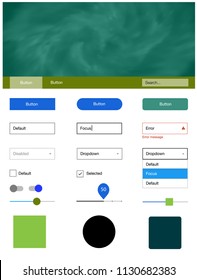 Light Blue, Green vector Material Design Kit with stars. Decorative ui kit design in abstract style with colorful sky. Modern template for your landing page.