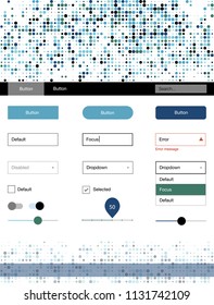 Light Blue, Green vector Material Design Kit with dots. Beautiful ui ux kit with colorful dots in its header. This template you can use for websites.