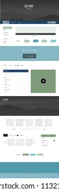 Light Blue, Green vector Material Design Kit with hills. Colorful ui/ux kit with header consisted of hills & rocks. This sample is for your tourist website.