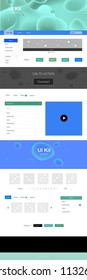 Light Blue, Green vector Material Design Kit with liquid shapes. Glitter abstract illustration with blurred bubble shapes.. This sample is for your landing page.