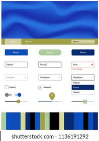 Light Blue, Green vector Material Design Kit with liquid shapes. Creative illustration in halftone marble style with gradient. Beautiful layout for websites, landing pages.