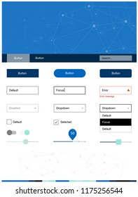 Light Blue, Green vector Material Design Kit with lines, circles. Style guide with triangles, circles on abstract background. This sample is for your website.
