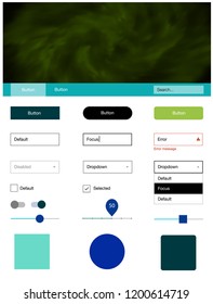 Light Blue, Green vector Material Design Kit with stars. Decorative ui kit design in abstract style with colorful sky. Simple colorful design for websites.