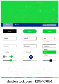 Light Blue, Green vector Material Design Kit with lines, circles. Ui kit design in abstract style with colorful crystals, circles. Beautiful layout for websites, landing pages.