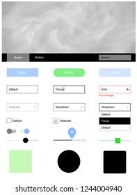 Light Blue, Green vector Material Design Kit with stars. Simple Material Design Kit with colorful clouds in header. Beautiful layout for websites, landing pages.