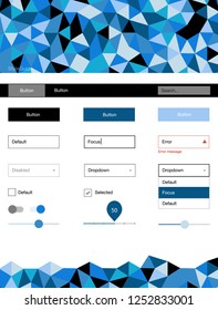 Light Blue, Green vector Material Design Kit with lines. Modern Style guide in polygonal style with triangles. This template you can use for landing pages.
