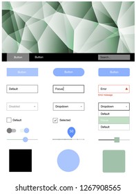 Light Blue, Green vector Material Design Kit with lines. Modern Style guide in polygonal style with triangles. This template you can use for websites.