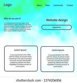 Light Blue, Green vector Material Design Kit with stars. Web ui kit with abstract gradient clouds in its header. This sample is for your landing page.