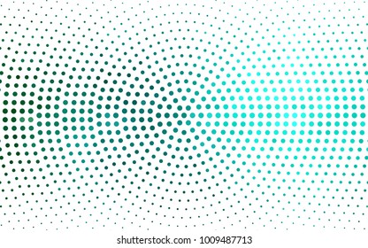 Light Blue, Green vector modern geometrical circle abstract background. Dotted texture template. Geometric pattern in halftone style with gradient. 