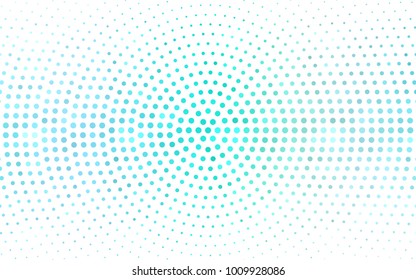 Light Blue, Green vector modern geometrical circle abstract background. Dotted texture template. Geometric pattern in halftone style with gradient. 