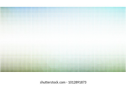 Light Blue, Green vector modern geometrical circle abstract background. Dotted texture template. Geometric pattern in halftone style with gradient. 