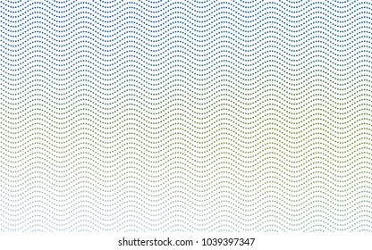 Light Blue, Green vector modern geometrical circle abstract background. Dotted texture template. Geometric pattern in halftone style with gradient. 
