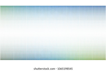 Light Blue, Green vector modern geometrical circle abstract background. Dotted texture template. Geometric pattern in halftone style with gradient. 