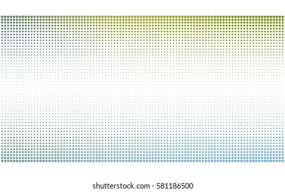 Light Blue, Green vector modern geometrical circle abstract background. Dotted texture template. Geometric pattern in halftone style with gradient. 