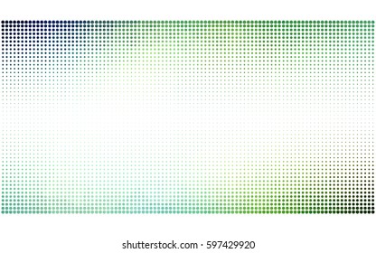 Light Blue, Green vector modern geometrical circle abstract background. Dotted texture template. Geometric pattern in halftone style with gradient. 