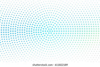 Light Blue, Green vector modern geometrical circle abstract background. Dotted texture template. Geometric pattern in halftone style with gradient. 