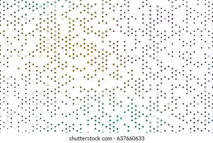 Light Blue, Green vector modern geometrical circle abstract background. Dotted texture template. Geometric pattern in halftone style with gradient. 