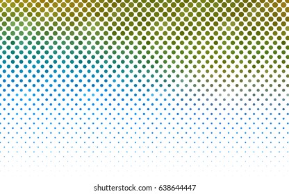 Light Blue, Green vector modern geometrical circle abstract background. Dotted texture template. Geometric pattern in halftone style with gradient. 