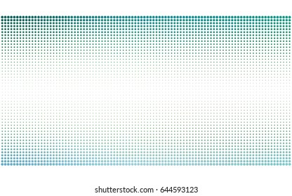 Light Blue, Green vector modern geometrical circle abstract background. Dotted texture template. Geometric pattern in halftone style with gradient. 