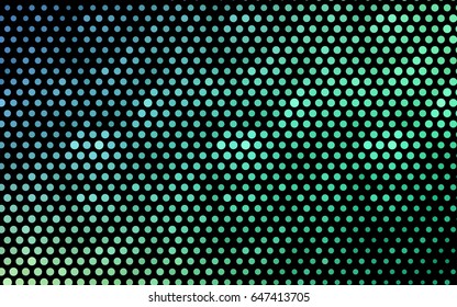 Light Blue, Green vector modern geometrical circle abstract background. Dotted texture template. Geometric pattern in halftone style with gradient. 