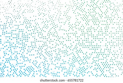 Light Blue, Green vector modern geometrical circle abstract background. Dotted texture template. Geometric pattern in halftone style with gradient. 