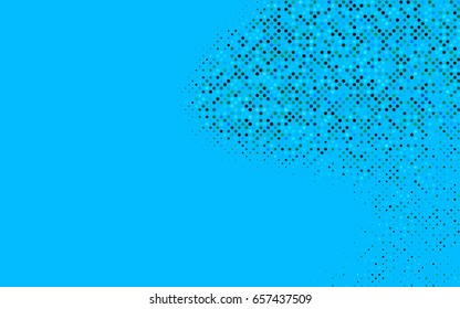 Light Blue, Green vector modern geometrical circle abstract background. Dotted texture template. Geometric pattern in halftone style with gradient. 