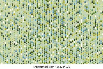Light Blue, Green vector modern geometrical circle abstract background. Dotted texture template. Geometric pattern in halftone style with gradient. 