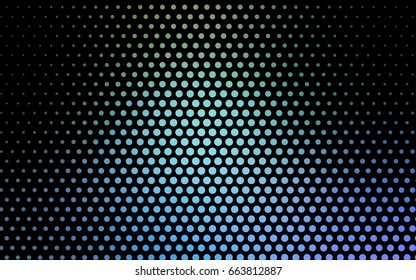 Light Blue, Green vector modern geometrical circle abstract background. Dotted texture template. Geometric pattern in halftone style with gradient. 