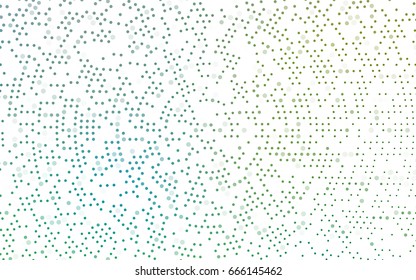 Light Blue, Green vector modern geometrical circle abstract background. Dotted texture template. Geometric pattern in halftone style with gradient. 