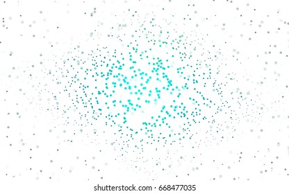 Light  Blue, Green vector modern geometrical circle abstract background. Dotted texture template. Geometric pattern in halftone style with gradient. 