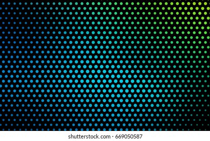Light Blue, Green vector modern geometrical circle abstract background. Dotted texture template. Geometric pattern in halftone style with gradient. 