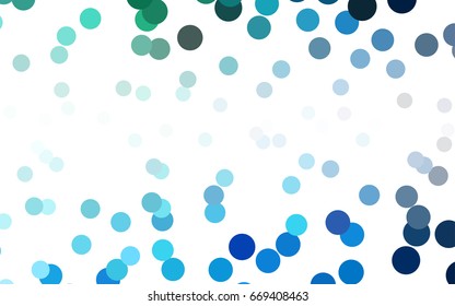 Light Blue, Green vector modern geometrical circle abstract background. Dotted texture template. Geometric pattern in halftone style with gradient. 