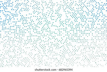 Light Blue, Green vector modern geometrical circle abstract background. Dotted texture template. Geometric pattern in halftone style with gradient. 