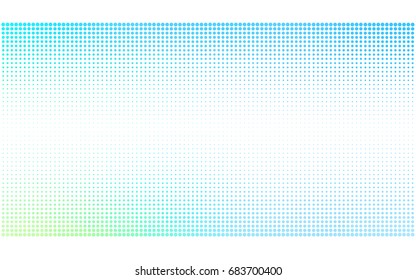 Light Blue, Green vector modern geometrical circle abstract background. Dotted texture template. Geometric pattern in halftone style with gradient. 