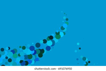 Light Blue, Green vector modern geometrical circle abstract background. Dotted texture template. Geometric pattern in halftone style with gradient. 