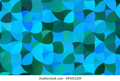Light Blue, Green vector modern geometrical circle abstract background. Dotted texture template. Geometric pattern in halftone style with gradient. 