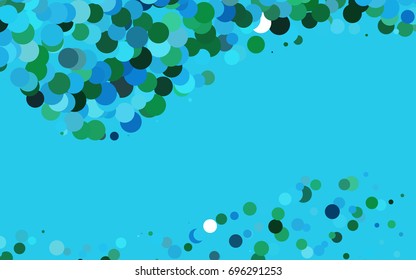 Light Blue, Green vector modern geometrical circle abstract background. Dotted texture template. Geometric pattern in halftone style with gradient. 