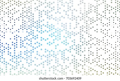 Light Blue, Green vector modern geometrical circle abstract background. Dotted texture template. Geometric pattern in halftone style with gradient. 