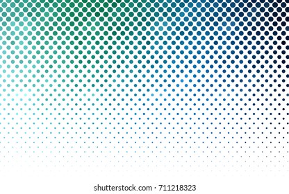 Light Blue, Green vector modern geometrical circle abstract background. Dotted texture template. Geometric pattern in halftone style with gradient. 