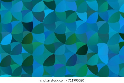 Light Blue, Green vector modern geometrical circle abstract background. Dotted texture template. Geometric pattern in halftone style with gradient. 