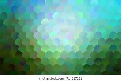 Light Blue, Green vector modern geometrical circle abstract background. Dotted texture template. Geometric pattern in halftone style with gradient. 