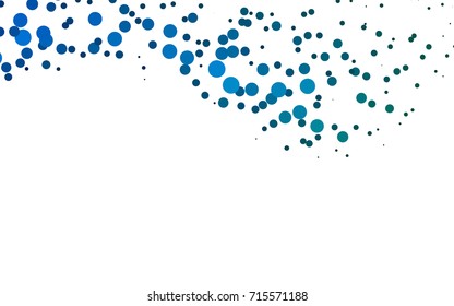 Light Blue, Green vector modern geometrical circle abstract background. Dotted texture template. Geometric pattern in halftone style with gradient. 